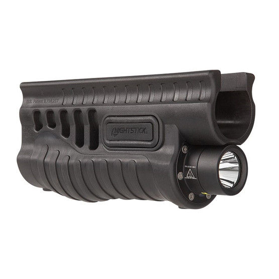 Nightstick LED light and green laser polymer forend for Remington Shotguns, black.